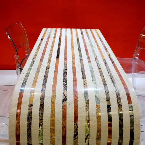 The rainbow limestone console table - Stone Design London