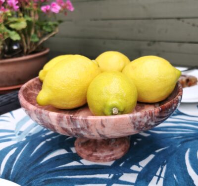 red marble fruit bowl